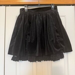 Killstar Black Velvet Lace Trinned A-Line Skirt